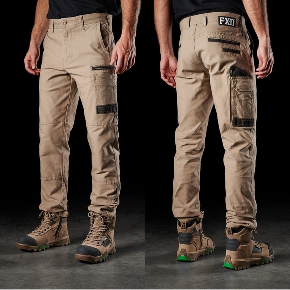 FXD Men’s Dura500 WP-3 Stretch Work Pants Canvas Slim Leg Workwear Khaki 40X35